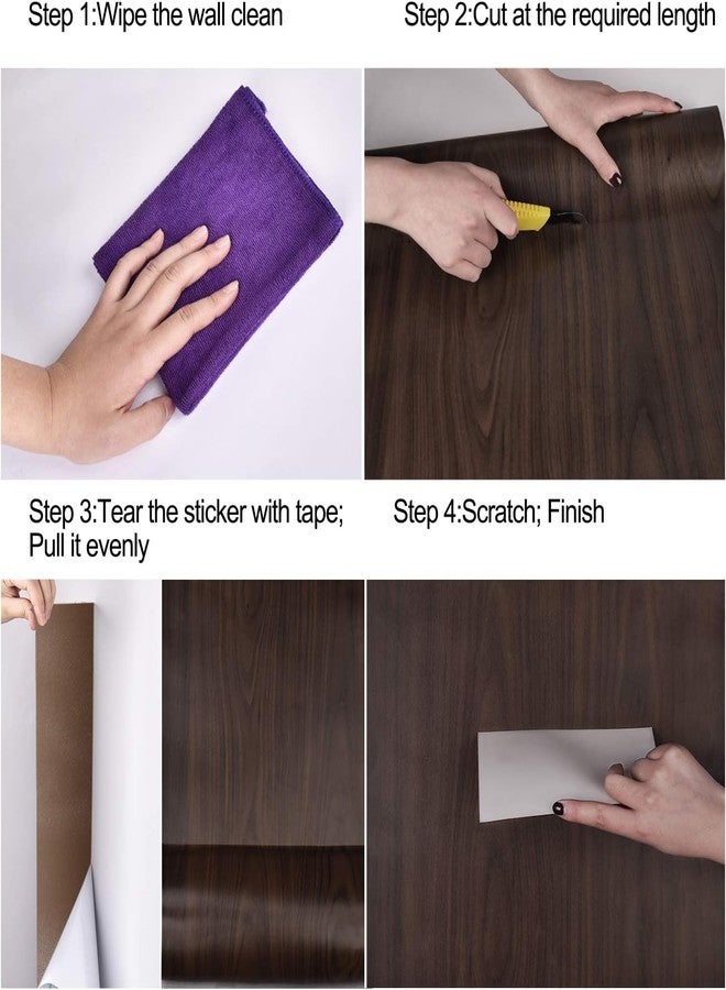 SUNBIRD Wood Wallpaper for Furniture, Almirah, Table Top, Wardrobe, Cupboard Decal Door Kitchen Wall Paper Sticker DIY PVC Self Liner Self Adhesive (Brown Chestnut, 60 x 254 cm) - Image 4